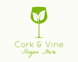 Leaf Wine Glass logo design