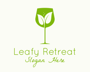 Leaf Wine Glass logo design