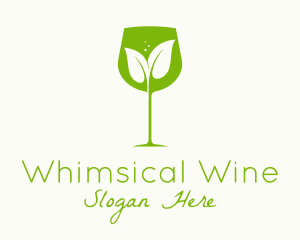 Leaf Wine Glass logo design