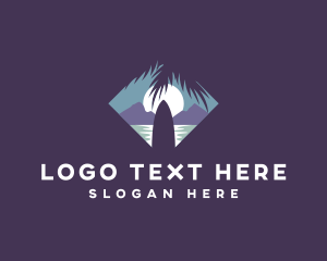 Night Surfer Palm Tree logo