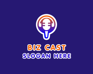 Microphone Headphone Podcast logo design