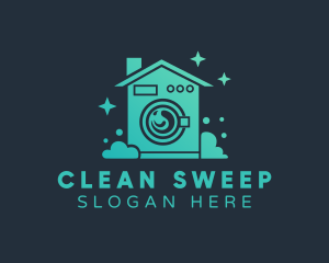 Clean House Washing Machine logo design