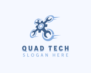 Drone Wrench Quadrotor logo design