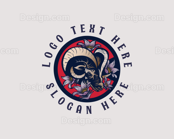 Bighorn Sheep Pasque Flower Logo