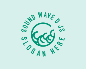 Tsunami Water Wave Emblem logo design