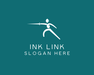 Athlete Fencing Sword logo design