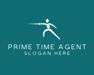 Athlete Fencing Sword logo design