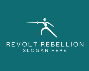 Athlete Fencing Sword logo design