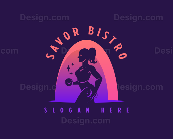 Woman Workout Dumbbell Logo