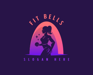 Woman Workout Dumbbell logo design