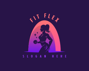 Woman Workout Dumbbell logo design