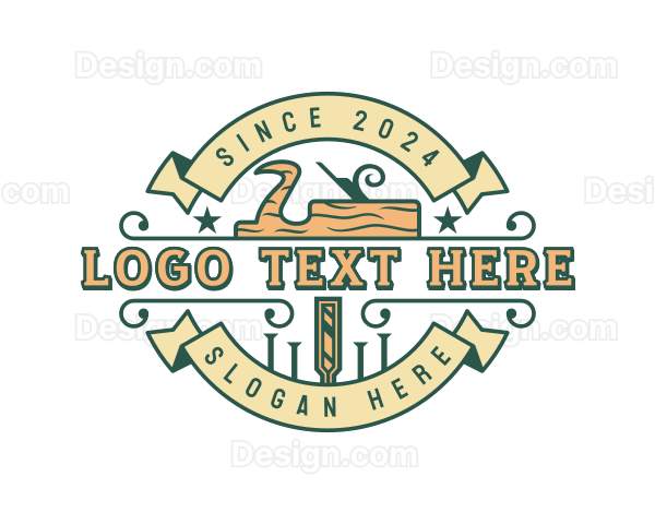 Wood Planer Carpentry Logo