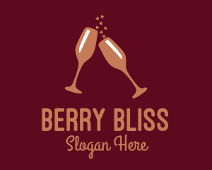 Sparkling Wine Champagne Glass logo design