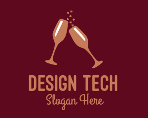 Sparkling Wine Champagne Glass logo design