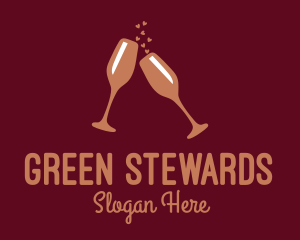 Sparkling Wine Champagne Glass logo design