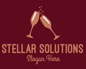 Sparkling Wine Champagne Glass logo design