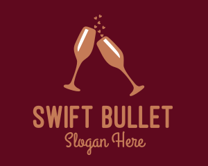 Sparkling Wine Champagne Glass logo design