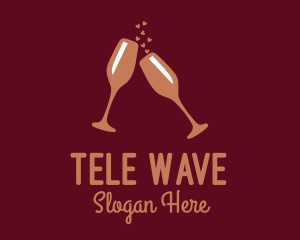 Sparkling Wine Champagne Glass logo design