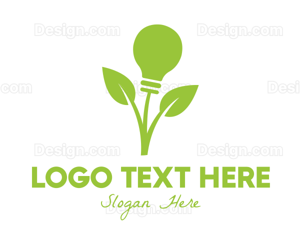 Green Leaf Bulb Logo