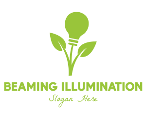 Green Leaf Bulb logo design