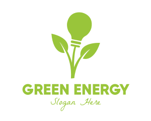 Green Leaf Bulb logo design