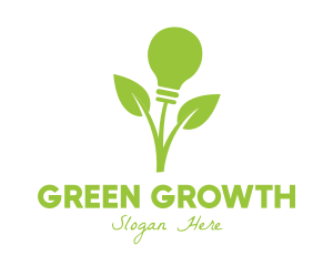 Green Leaf Bulb logo design