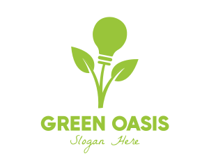 Green Leaf Bulb logo design