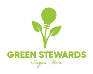 Green Leaf Bulb logo design