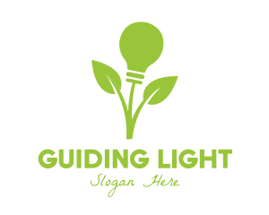 Green Leaf Bulb logo design