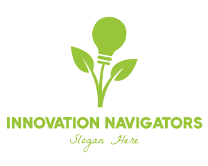 Green Leaf Bulb logo design