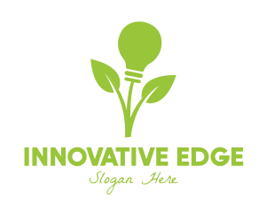 Green Leaf Bulb logo design