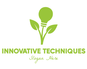 Green Leaf Bulb logo design