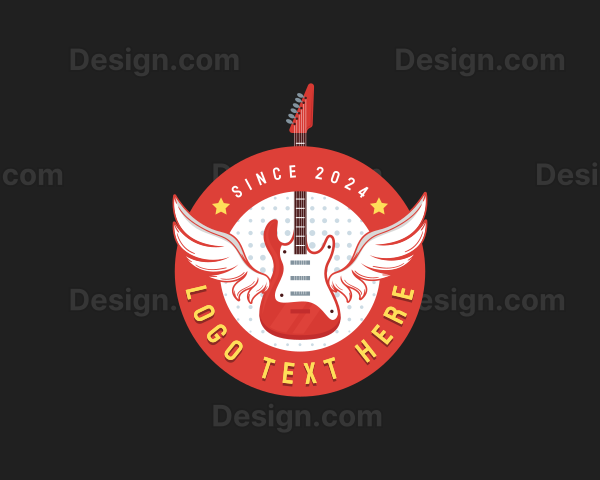 Guitar Music Wings Band Logo