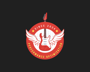 Guitar Music Wings Band logo design