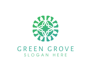 Green Star Flower Pattern logo design