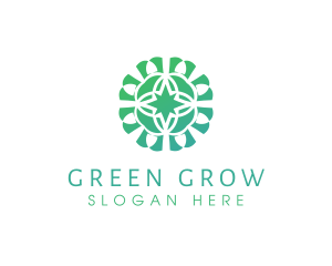 Green Star Flower Pattern logo design