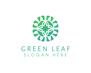 Green Star Flower Pattern logo design