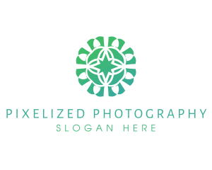 Green Star Flower Pattern logo design