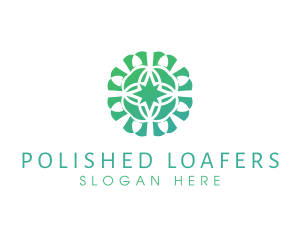 Green Star Flower Pattern logo design