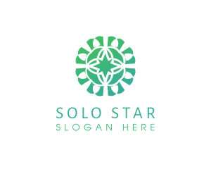 Green Star Flower Pattern logo design