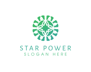 Green Star Flower Pattern logo design