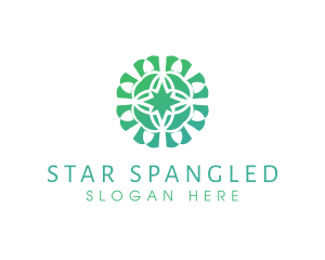 Green Star Flower Pattern logo design