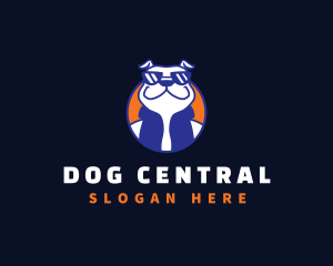 Pitbull Glasses Dog logo design