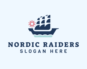 Sail Viking Ship  logo design