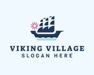 Sail Viking Ship  logo design