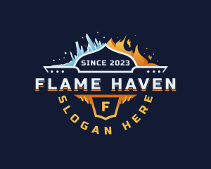 HVAC Flame Ice logo design