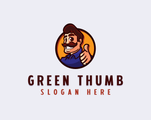 Mustache Thumb Man logo design