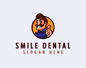 Mustache Thumb Man logo design