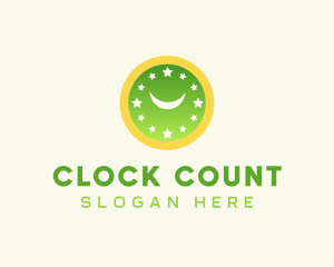 Moon Stars Clock logo design