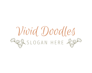 Slim Cursive Floral Wordmark logo design